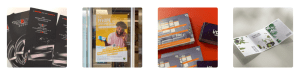 Différents exemples de supports print.